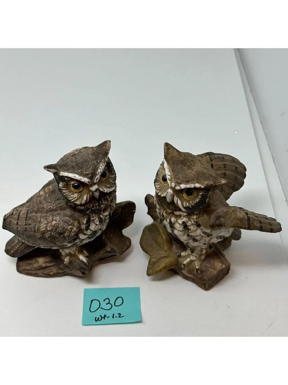 Homco Barn Owl Figurines Set 70s MCM Ceramic Brown Woodland Decor 1114 Vintage 2